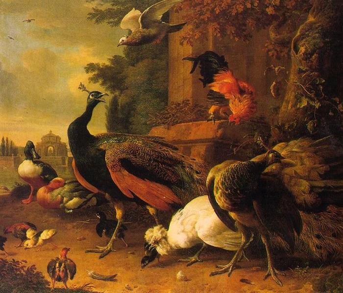 Melchior de Hondecoeter Birds in a Park Norge oil painting art